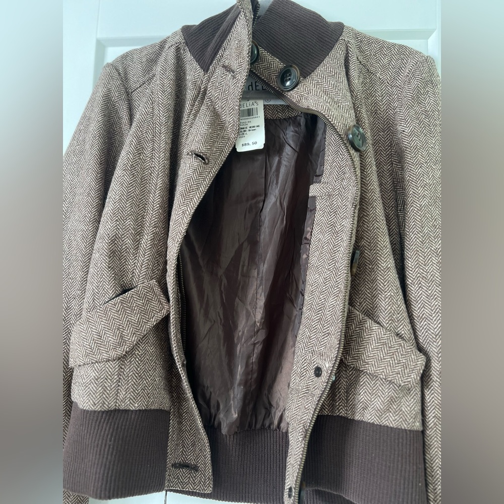 Delias Wool Ronnie Herring Brown Bomber Jacket NWT! dELiA*S - Picture 12 of 12